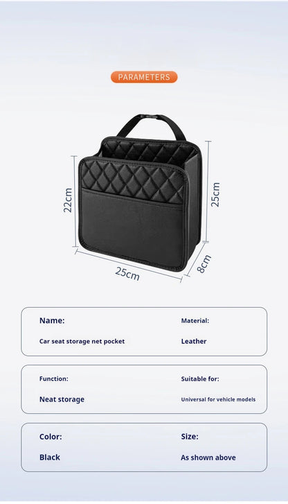 Multifunctional Car Seat Storage Bag Leather Auto Organizer Garbage Bag Universal Fit For Most Car Models