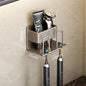 Wall Mounted Toothbrush Holder Aluminium Alloy Toothpaste Rack Bathroom Household Space Saving No Punching Bathroom Accessories
