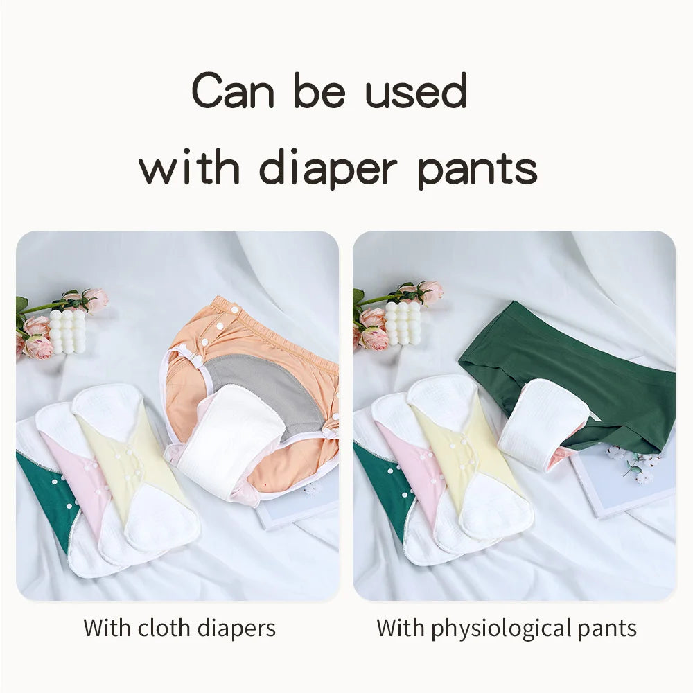 3pcs Reusable Sanitary Pads Cotton Yarn Washable Period Pads High Absorbency Leak-Proof Protection Skin-Friendly for Daily Use