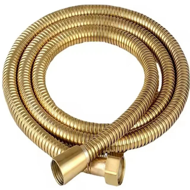 Gold 1.5/2 Meters G1/2 Inch High Quality Flexible Shower Hose Stainless Steel Chrome Bathroom Water Head Shower Extension Pipe