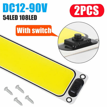 2~1PCS Ultra-bright LED Light Source with Switch Chip Reading Night Light 12-90V Interior Light Ceiling Lamp Car Camper Boat