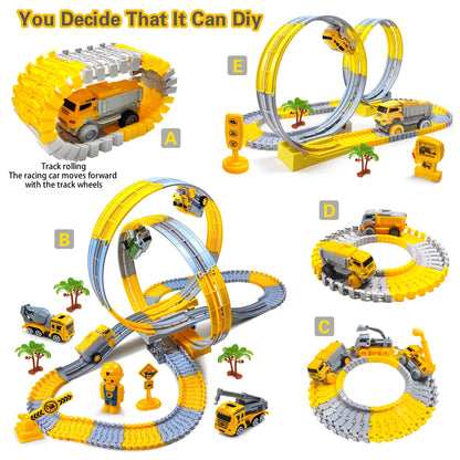 Space Track Toys Magic Climbing Electric Engineering Race Car Toy Bendable Flexible Race Track Cars Train Toy For Kid Gift
