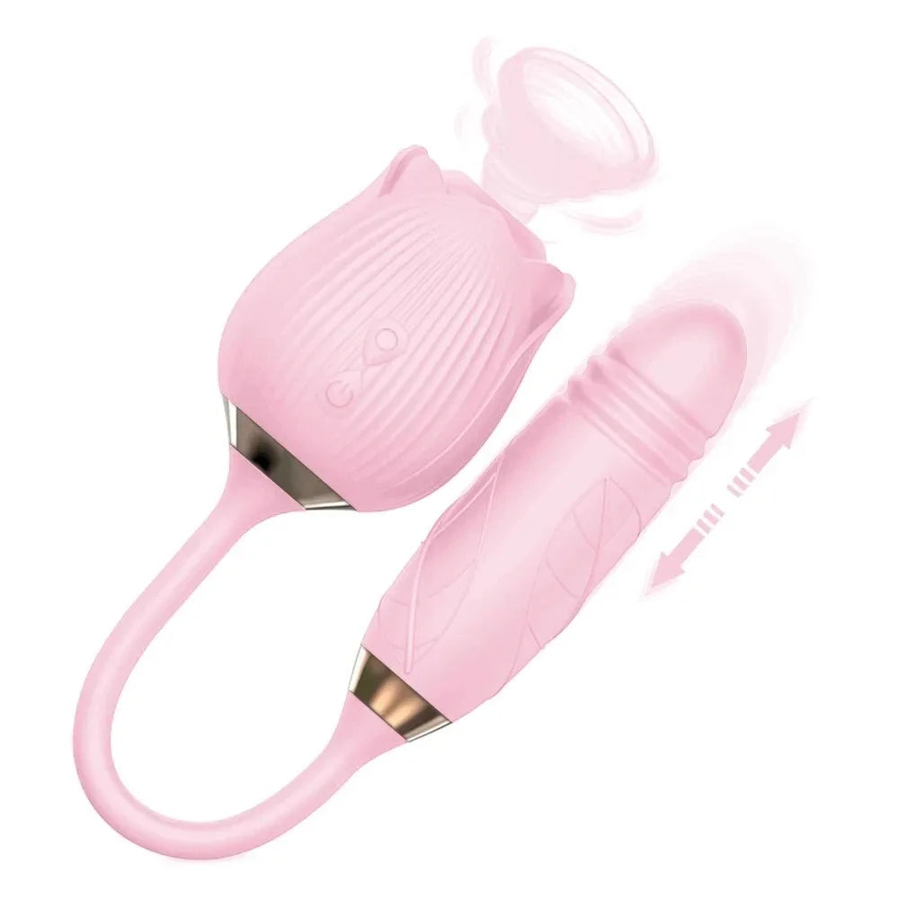 3in1 Thrusting Anal Vibrator Female Rose Sucking Clitoris Stimulator Dildo Licking Vagin Massager Masturbator Sex Toys for Women