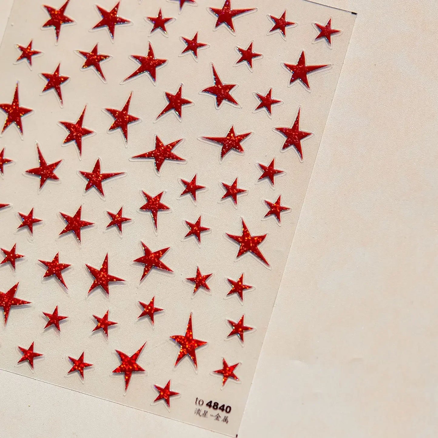 Grid Patterned Star Bowknot Cherry Polka Dot Line Colorful Geometric Five-pointed Star Adhesive Nail Art Sticker Manicure Decal
