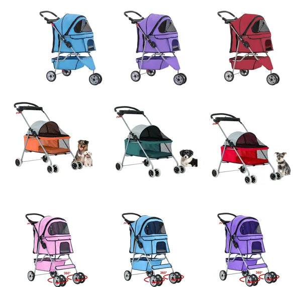 Portable Folding Pet Stroller Rotate Wheels Modern Style Medium Pets Carrying Traveling Made Vietnam TH-PSP-030