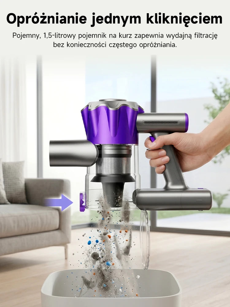 Tdyon Cordless Vacuum Cleaner, 50000Pa Suction 500W Motor Vacuum with LED Display, 50 Mins Runtime Auto Mode & Anti‑Tangling Brush for Carpet Hard Floor