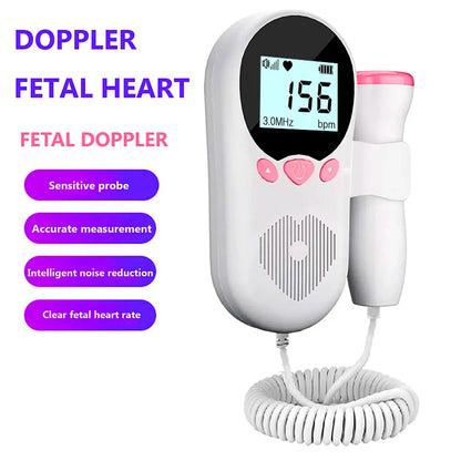 Home Doppler Fetal Heart Rate Monitor Baby Pregnancy Heartbeat Detector LCD Backlight No Radiation Stethoscope Pulse Meter 3MHz