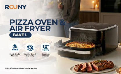 ROUNY Air Fryer 5L, Electric Hot Fryer Oven Oilless Cooker with Touch Control & Nonstick Basket & Visible Window, Family Size