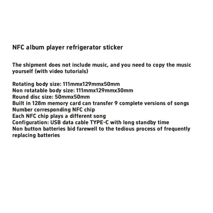 Customized NFC Sensing Song Player With Acrylic Built-in Speaker No Need For Mobile Phone To Customize Refrigerator Stickers