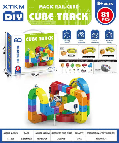 Electric Magnetic Track Set STEM Building Toy with Anti-Gravity Vehicles 100+ Pieces DIY Railway Model Creative Gift for Kids