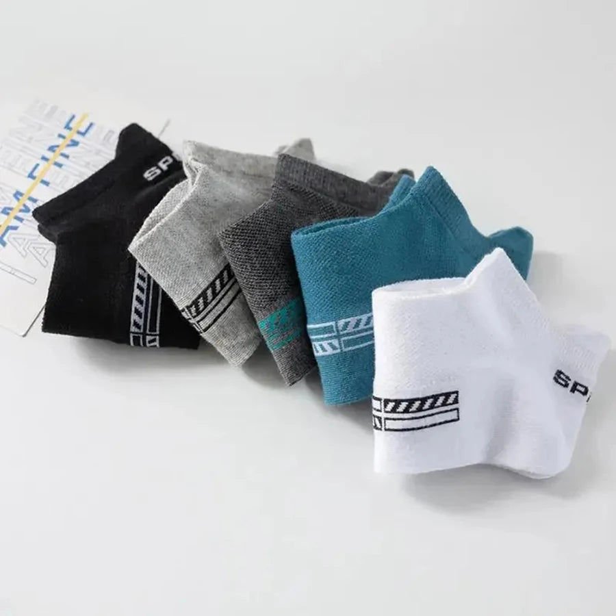 5/10/20 Pairs Men Solid Color Shallow Mouth Socks Spring Summer Mesh Breathable Odor Proof Sweat Absorbing Casual Boat Socks