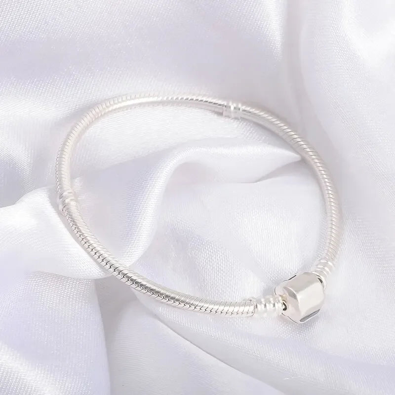 Handmade Original Fine Jewelry 925 Silver Charm Bracelet Soft Smooth Snake Bone Bracelets for Women
