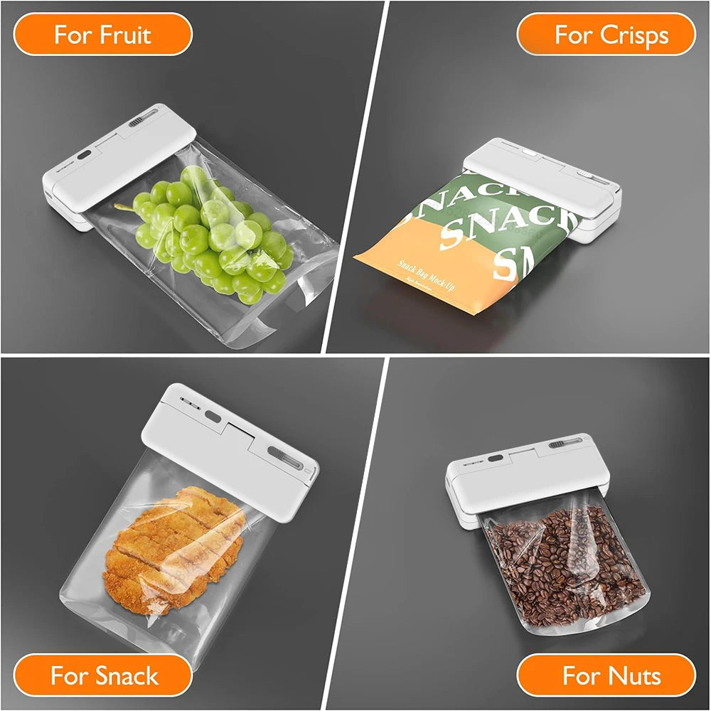 Mini sandarinimo aparatas „2in1“ plastikinių maišelių sandarinimo mašina Nešiojamas maisto pakuočių maišelių sandariklis USB įkraunamas rankinis plastikinių maišelių terminio sandarinimo aparatas