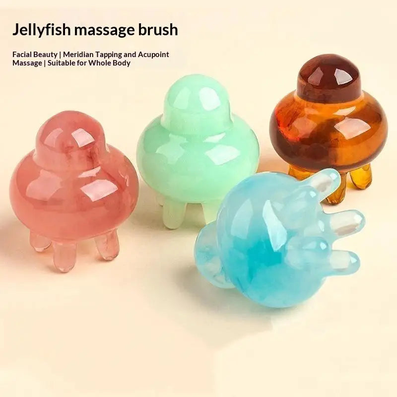 【Y】Resin Jellyfis Massage Comb Head Meridian Scraping Scalp Massage Brush Acupuncture SPA GuaSha Massage Comb Fatigue Relief