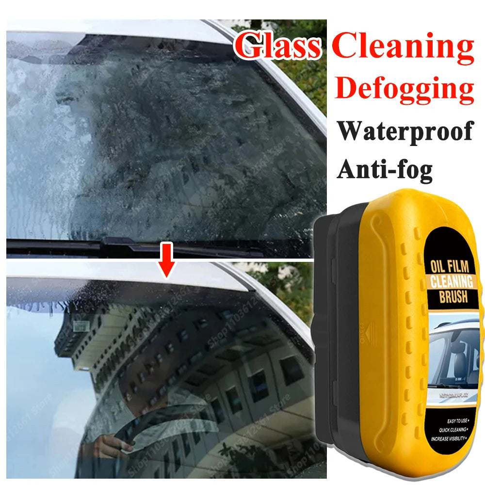Car Windshield Oil Film Remover Crystal Clear Vision Glass Cleaner Brush For Front Interior Window Windshield Cleaning Care Tool