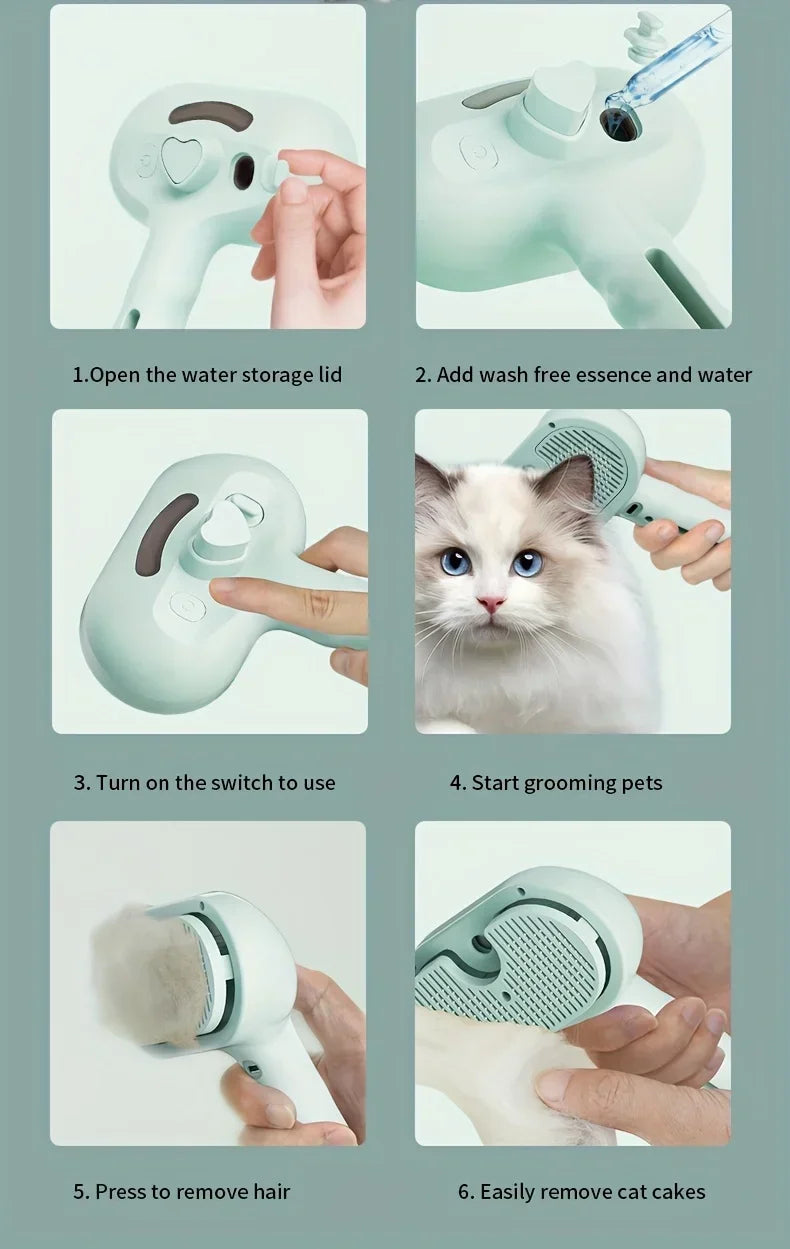 Dog Spray Hair Comb Pet Steam Massage Brush Safe Round Head Soft Teeth Spray Hair Removal Comb for Dog Cat Cleaning Brush
