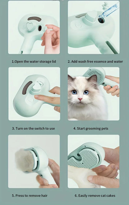 Dog Spray Hair Comb Pet Steam Massage Brush Safe Round Head Soft Teeth Spray Hair Removal Comb for Dog Cat Cleaning Brush