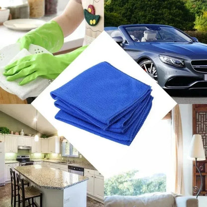 30x30cm Multi-Use Microfiber Cloth - Blue Super Absorbent Towel For Car Care Kitchen Home & Office Cleaning