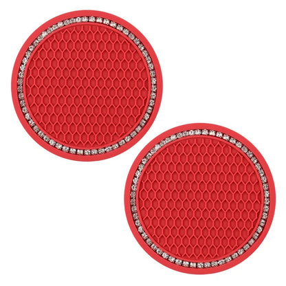 2Pcs Car Bling Rhinestone Cup Holder Drink Pad Interior Decoration Anti-slip Mat Round Durable Coaster Heat Resi Car Accessories