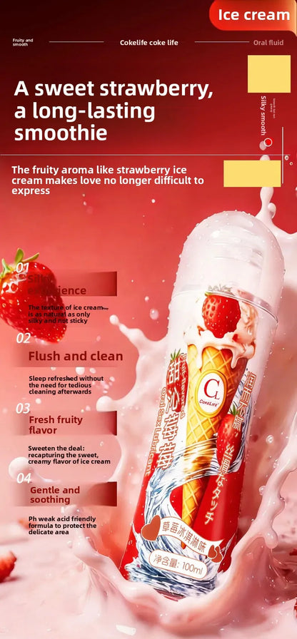 100ml Strawberry/Vanilla/Pineapple Sex Adult Ice Cream Flavored Smooth Sweet Slippery Oral Lubricant Non-sticky Safer Gel
