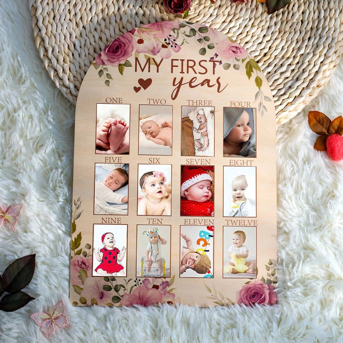 Ylsteed Newborn First Year Photo Frame Photography Props 12 Month Baby Growth Picture Record Milestone Board Baby Souvenirs gift