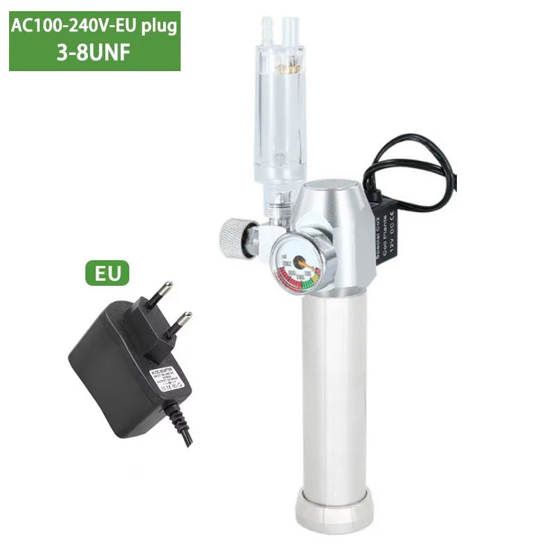 Aquarium CO2 Regulator Solenoid Valve Bubble Counter Small Gas Bottle 3-8UNF with Sleeve Fish Tank CO2 Pressure Reducing Valve