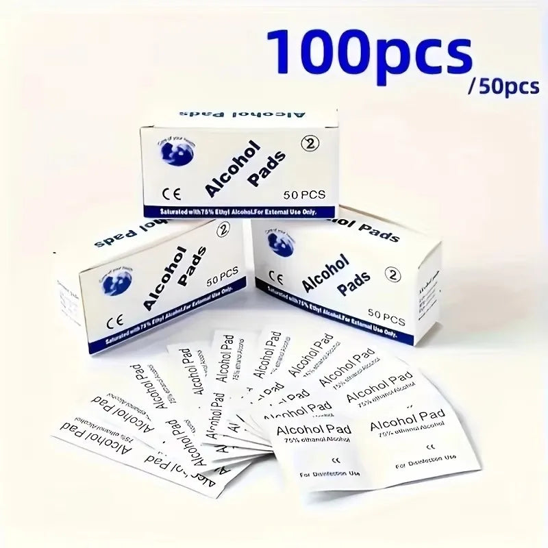 First aid box essential, 75% alcohol swabs 100 pieces per pack, skin wound disinfection and cleaning supplies