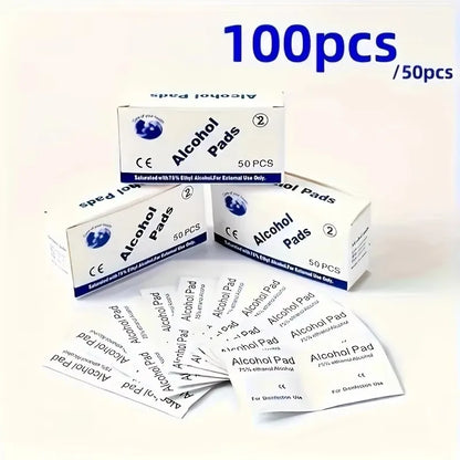 First aid box essential, 75% alcohol swabs 100 pieces per pack, skin wound disinfection and cleaning supplies