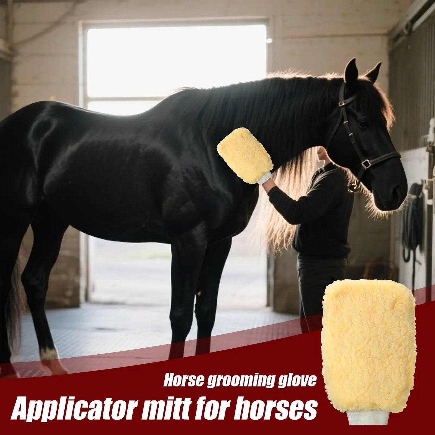 Tick Mitt Applicator Glove for Horses, Fleece Grooming Mitt for Bathing Cleaning, Multifunctional Animal Glove Cats Dogs Bunny