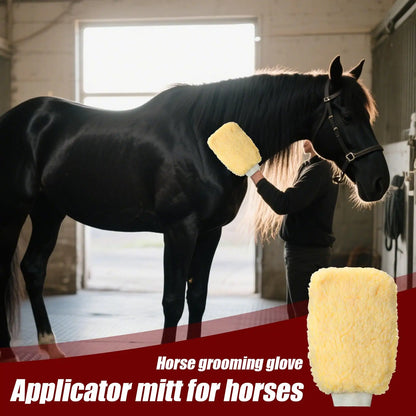 Tick Mitt Applicator Glove for Horses, Fleece Grooming Mitt for Bathing Cleaning, Multifunctional Animal Glove Cats Dogs Bunny