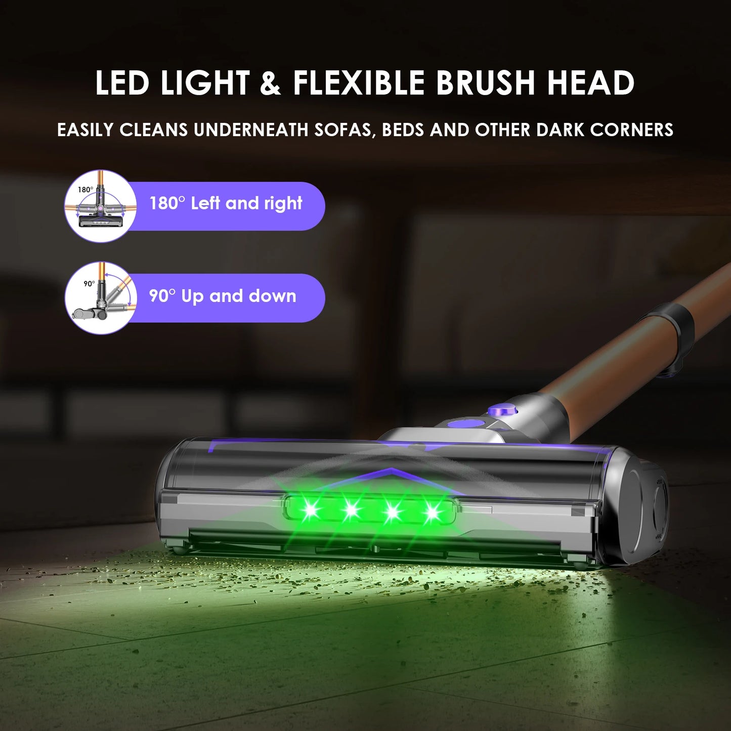 Vortisys V2 Cordless Vacuum Cleaner, 500W Brushless Motor, 36V/2200mAh Battery, Suitable for Floor, Carpet, Sofa, Mattress