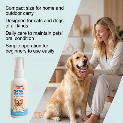 Pet Oral Spray Removing Dental Plaque Eliminating Odors Freshen Breath Soothing Gums Mild Formula No-Brush Pet Dental Care Agent