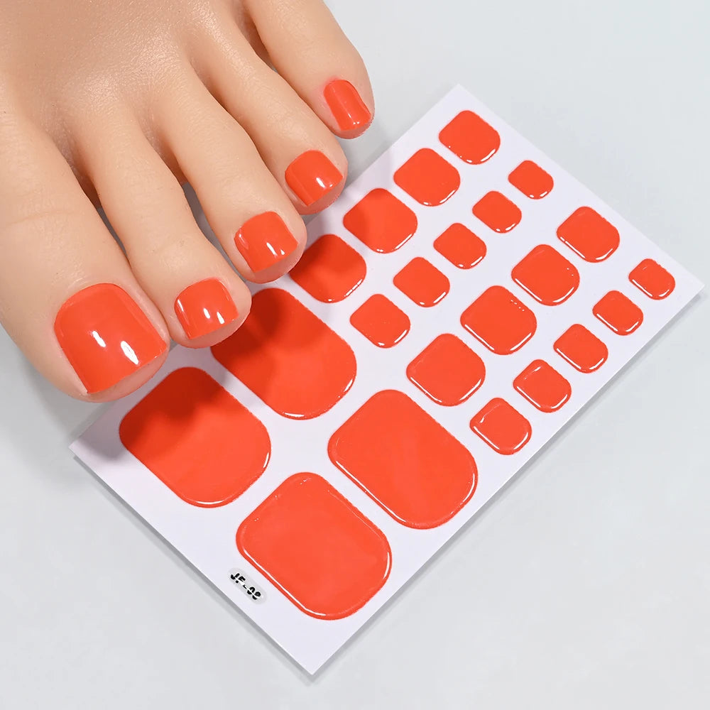22Tips Solid Color Self-adhesive Gel Stickers for Toe Nails Waterproof Long-lasting Toenail Stickers Toe Full Cover Toenail Wrap
