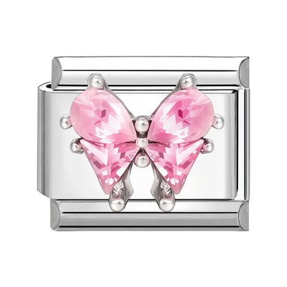 Zircon Pearl Heart Bow Candy Flower Butterfly Italian Charm Links Fit 9mm Stainless Steel Bracelet Personalized DIY Making Gifts