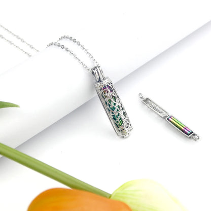 Cylinder Urn Necklace for Ashes Tree of Life Cremation Jewelry Hollow Cylinder Vial Pendant Necklace Memorail Ashes Lockets