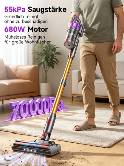 Tdyon Nova 70000Pa Cordless Vacuum Cleaner, 75Mins Long Runtime Removable Battery, Self-Standing Wall Charging, Lightweight Stick Vac for Home Pet Hair