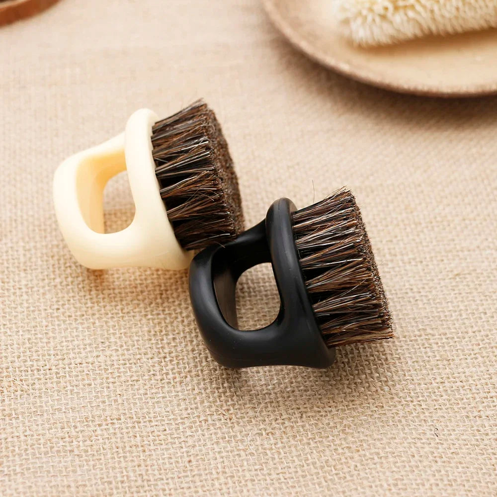 Pro Hairdresser Dust Brush Anti Static Boar Bristle Ring Beard Comb Salon Hair Sweep Brushes Shaving Facial Men's Mustache Brush
