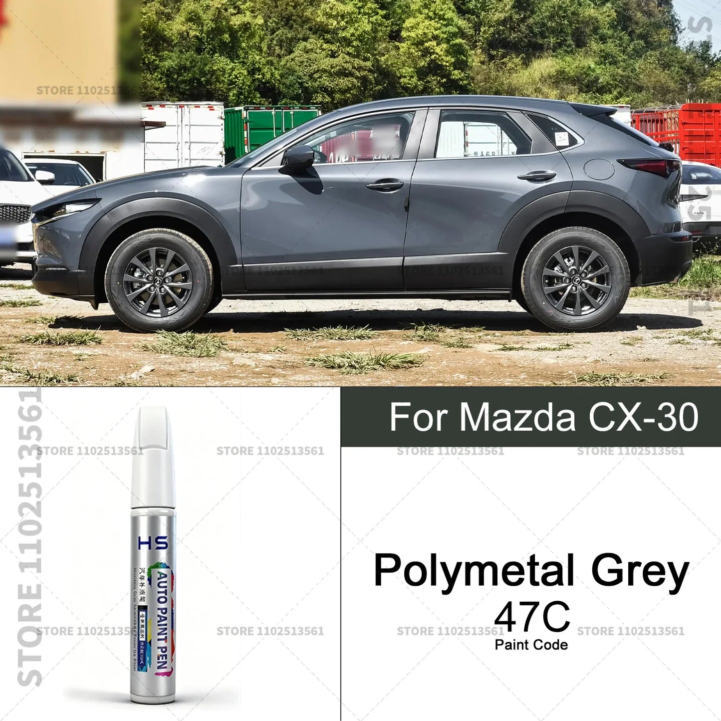 Car Paint Repair Pen Touch Up Scratch Remover DIY Auto Accessories For Mazda CX-30 Blue 42M White 34K Red 42V Grey 47C 46G