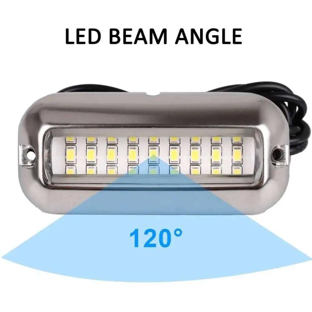 2PCS 27LED Blue/White/Red Stainless Waterproof Lights Underwater Pontoon For Marine Boat Transom&Blue Light Saig Lamp 50W