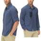 Men's Long Sleeve Fishing Shirts UPF 50+ Sun Protection Breathable Lightweight Travel Work Button Down Shirt with Zipper Pocket