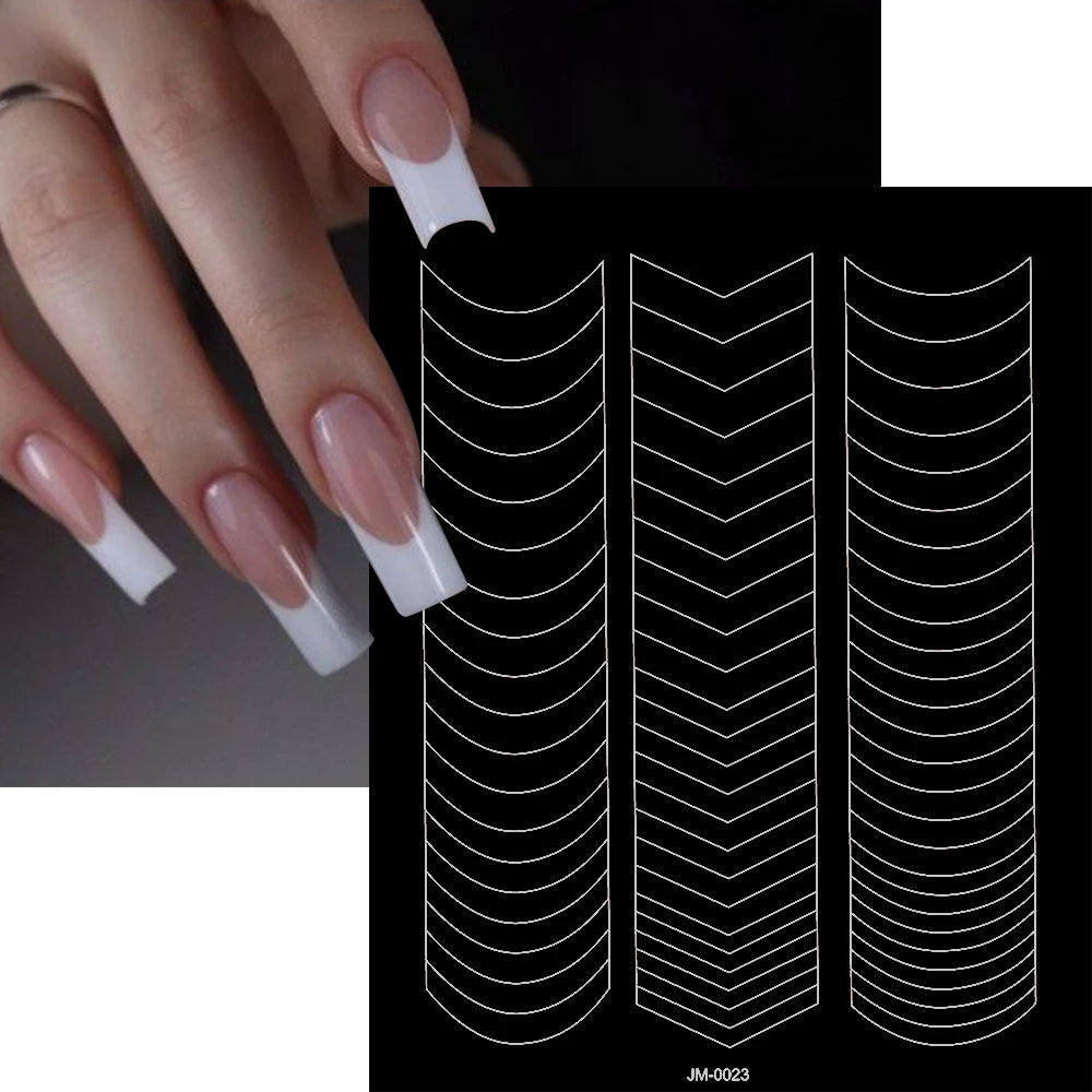 1pcs Curved French Lines Nail Art Stencils Stickers V-shaped Pattern Classic French Nail Decals Drawing Line Aid Nail Sticker To
