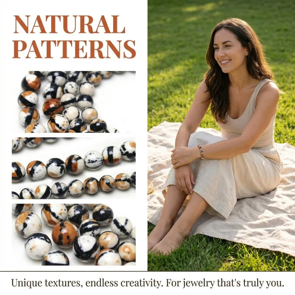 38/46/63/90Pcs 4-10mm Loose Stone Beads Polished By Hand Real Stone Rain Colored Stones Round Black White Spacer Beads Earrings
