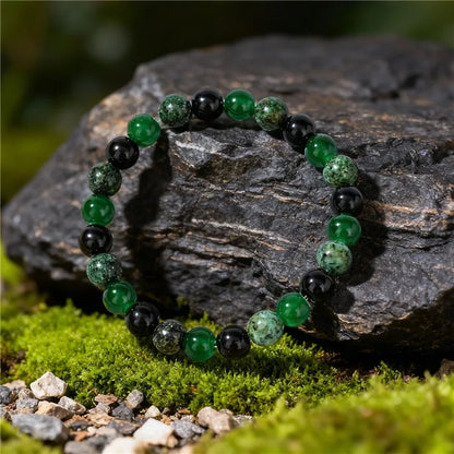 Fashionable 8mm Green Beaded Bracelet - Handmade Elastic Rope Bracelet - The Best Gift to Give