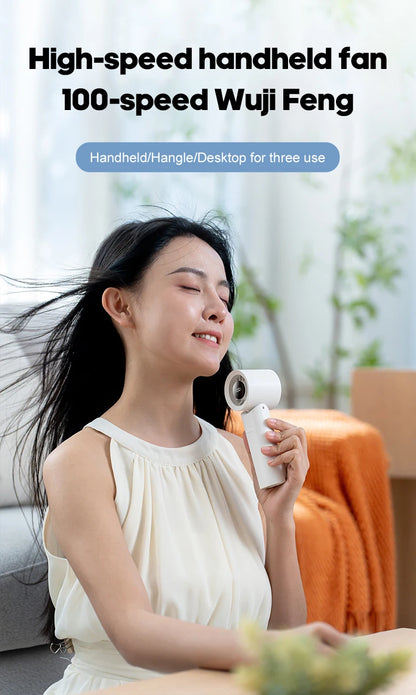KINSCOTER Portable High Speed Handheld Fan 2000mAh Foldable Cooling Fan 100 Speed Rechargeable Turbo Fan W/ LED Digital Display