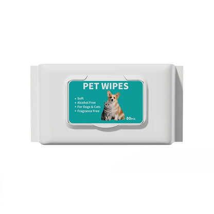80PCS/pack Pet Wipes Disposable Pure Water Formula Pet Care Dog and Cat Health Cleaning Deodorizing Wipes Single-use