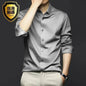 S-6XL Men's Long Sleeve Shirt Luxury Wrinkle Resistant Pure White Shirt Business Dress Casual Ice Silk Glossy Shirt