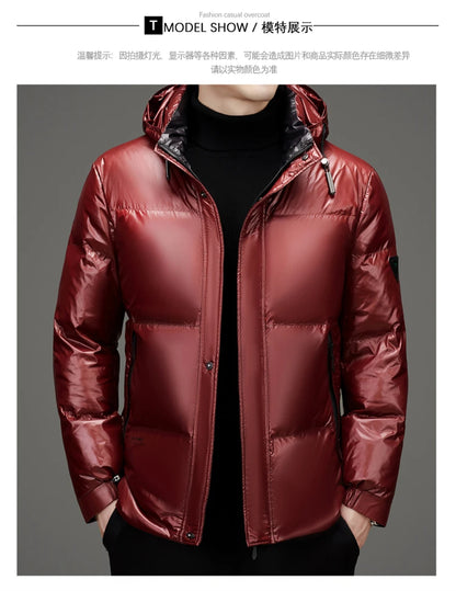 Men's Down Jacket Autumn Winter New Solid Color Thickened Warm Outdoor Travel Hooded Coat Men's White Duck Down padded Clothing
