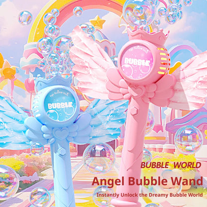 2026 New Electric Angel Automatic Bubble Handheld Bubble Stick Emit Light and Sound Bubble Gun for Party Summer Outdoors Toy