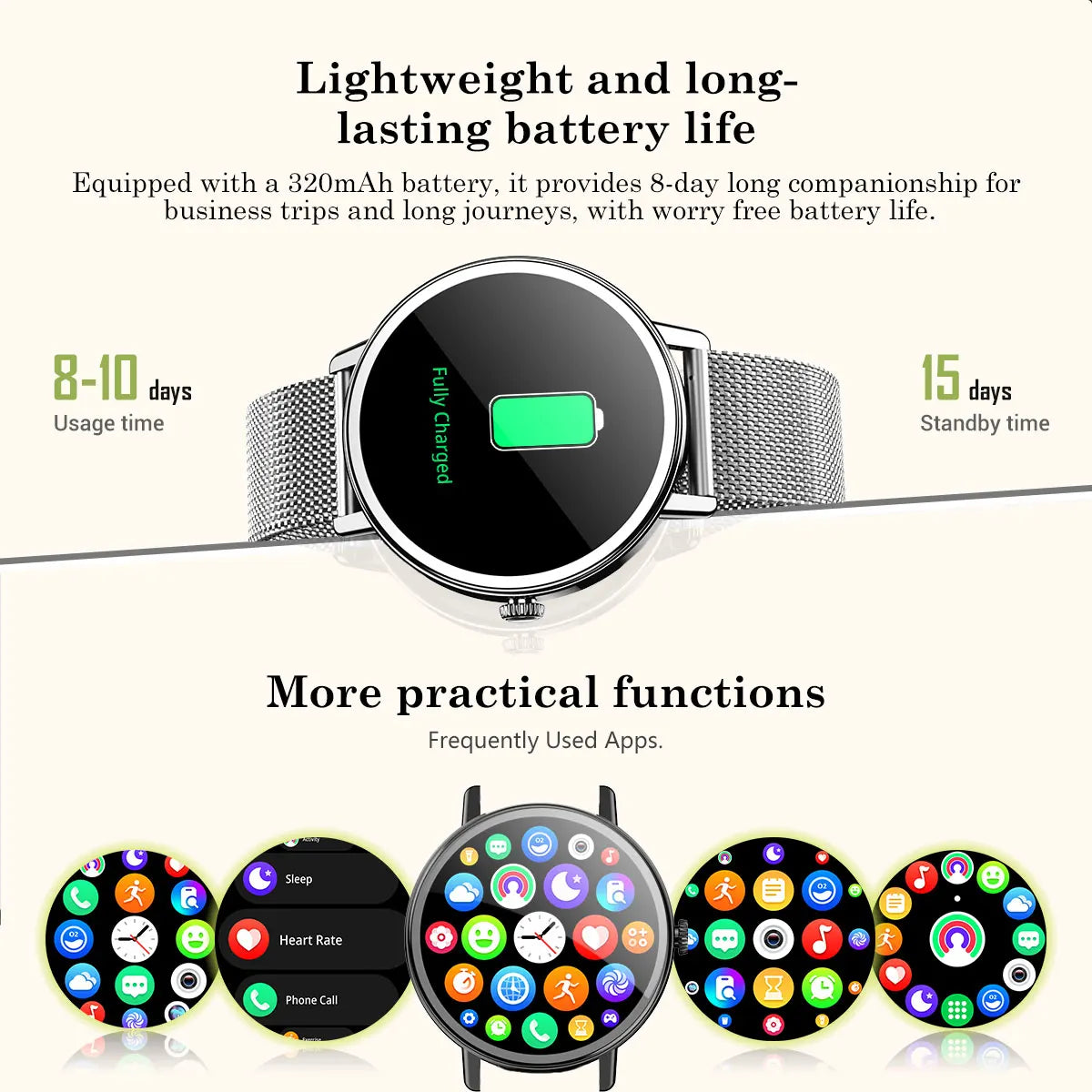 Blackview X30 Smartwatch, 1.26" TFT screen,320mAh,Bluetooth Phone Calling,Sleep Monitoring,Sport watch,Women's Watches,Fashion