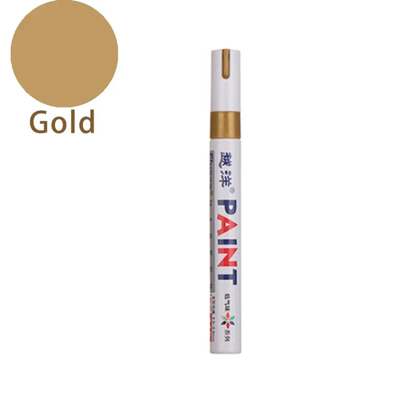 Car Paint Scratches Repair Brush Pen Waterproof Water Paint Marker Pen Car Tire Tread Care Automotive Black White Red Silver